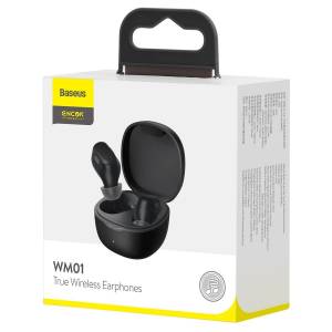 Bezprzewodowe słuchawki douszne Baseus Encok WM01 BT 5.0 Czarne