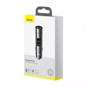 Transmiter FM Baseus Energy Column, Bluetooth 5.0, 2x USB, 3.1A szary