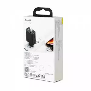 Szybka ładowarka sieciowa Baseus PD + QC 3.0 30W (czarna)