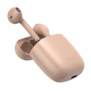 Bezprzewodowe słuchawki TWS Baseus Encok W04 Pro, ładowanie indukcyjne, Bluetooth 5.0 (różowe)