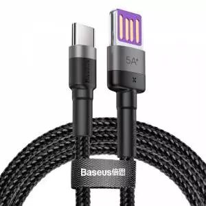 Kabel USB-C Baseus Cafule Huawei SuperCharge, QC 3.0, 5A 1m (czarno-szary)