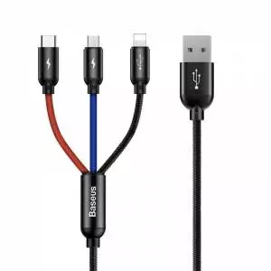 Kabel USB Baseus 3w1 USB-C / Lightning / Micro 3,5A 0,3m