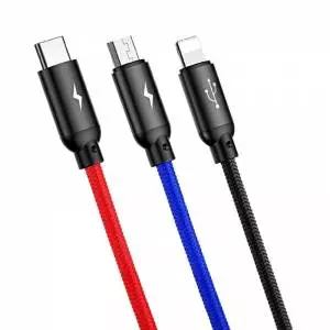 Kabel USB Baseus 3w1 USB-C / Lightning / Micro 3,5A 0,3m