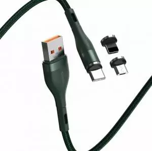 Kabel USB Baseus Fast 3w1 USB do USB-C / Lightning / Micro 3A 1m (zielony)