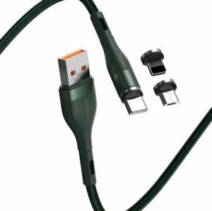 Kabel USB Baseus Fast 3w1 USB do USB-C / Lightning / Micro 5A 1m (zielony)