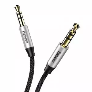 Kabel audio mini jack 3,5mm AUX Baseus Yiven 1,5m (czarno-srebrny)