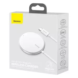 Ładowarka indukcyjna z magnesem Baseus Simple Mini, MagSafe, 15W biała