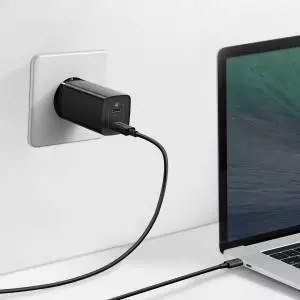 Ładowarka sieciowa Baseus GaN Lite, 2x USB-C, 65W, EU (czarna)
