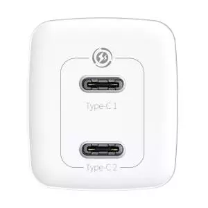 Ładowarka sieciowa Baseus GaN Lite, 2x USB-C, 65W, EU (biała)