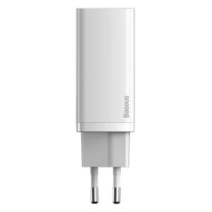 Ładowarka sieciowa Baseus GaN Lite, 2x USB-C, 65W, EU (biała)