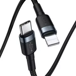 Kabel USB-C do Lightning PD Baseus Cafule, 18W, 1m czarno-szary