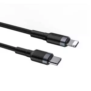 Kabel USB-C do Lightning PD Baseus Cafule, 18W, 1m czarno-szary