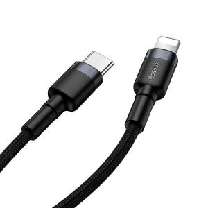 Kabel USB-C do Lightning PD Baseus Cafule, 18W, 1m czarno-szary