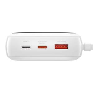 Powerbank z kablem Baseus Qpow 20000mAh, IP, USB, USB-C, 22.5W biały