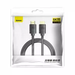 Kabel HDMI 2.1 Baseus HD Series, 8K 60Hz, 3D, HDR, 48Gbps, 1m czarny