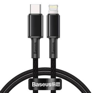 Kabel USB-C do Lightning Baseus High Density Braided, 20W, 5A, PD, 2m (czarny)