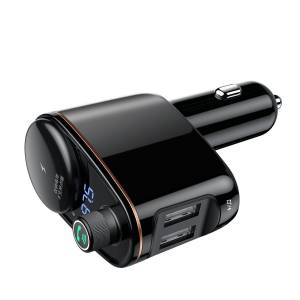 Transmiter FM samochodowy Baseus, 2x USB, Bluetooth czarny