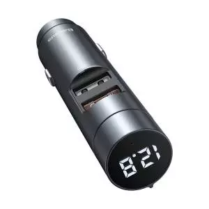 Transmiter FM Baseus Energy Column, Bluetooth 5.0, 2x USB, 18W szary