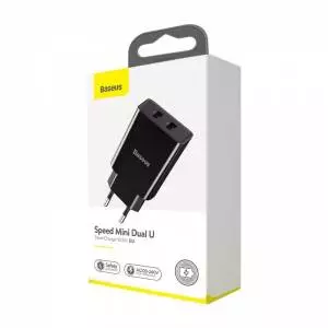 Ładowarka sieciowa Baseus Speed Mini Dual Charger, 2x USB, 2A, 10,5W czarna