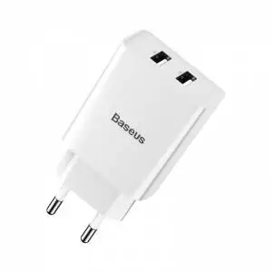 Ładowarka sieciowa Baseus Speed Mini Dual Charger, 2x USB, 2A, 10,5W biała