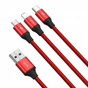 Kabel USB Rapid Series 3-in-1 do USB-C / Lightning / Micro 1.2m czerwony