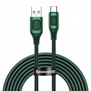 Kabel szybkiego ładowania USB - USB-C Baseus Flash QC 3.0, Huawei SCP, Samsung AFC, 5A, 2m zielony