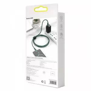 Kabel szybkiego ładowania USB - USB-C Baseus Flash QC 3.0, Huawei SCP, Samsung AFC, 5A, 2m zielony