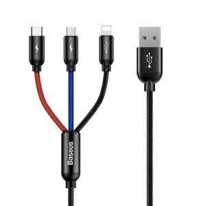 Kabel USB Baseus 3w1 USB-C / Lightning / Micro - 3A - 1.2m