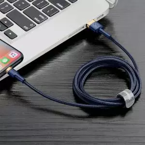 Kabel USB Lightning Baseus Cafule 2.4A 1m - złoto-granatowy