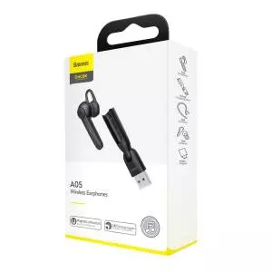 Słuchawka Bluetooth 5.0 Baseus A05, USB czarna