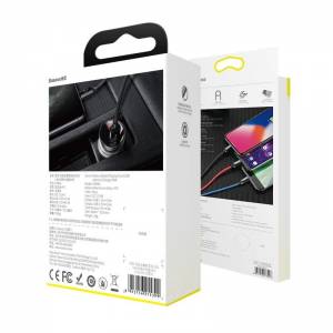 Ładowarka samochodowa Baseus z wyświetlaczem 24W + kabel USB 3w1 Baseus Three Primary Colors 1,2m
