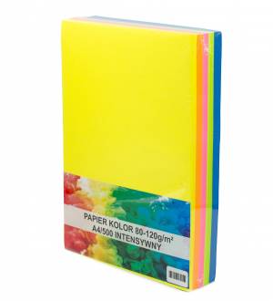 Papier biurowy ksero kolorowy A4 mix intensywny 5 kolorów 80-120 gr 500 arkuszy