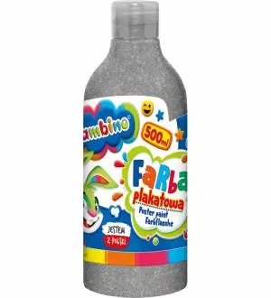 Farba plakatowa w butelce BAMBINO 500 ml. - srebrna