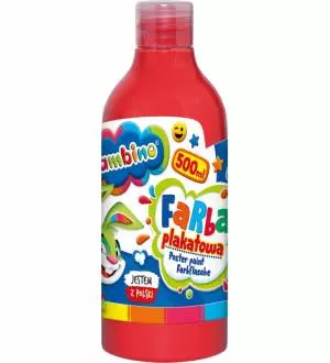 Farba plakatowa w butelce BAMBINO 500 ml. - czerwona