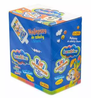 Klej introligatorski BAMBINO butelka 250g - 6 szt display