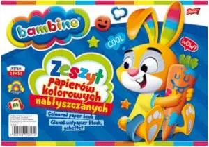 Zeszyt papierów kolorowych nabłyszczany BAMBINO A4, 10 kartek