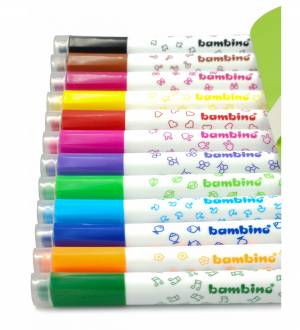 Flamastry ze stempelkami BAMBINO 12 kolorów