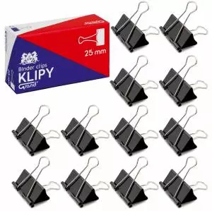 Klipy biurowe GRAND 25mm czarne 12szt