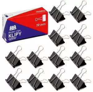 Klipy biurowe GRAND 19mm czarne 12szt