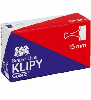 Klipy biurowe GRAND 15mm czarne 12szt